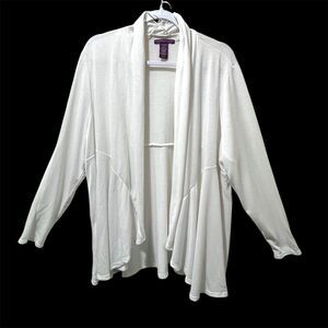 Beverly Drive NWT White Waterfall Cardigan Plus Size 2X 20W Open Front Drape